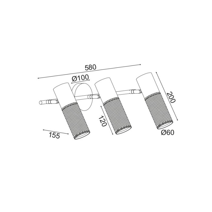NETTO ΦΩΤΙΣΤΙΚΟ ΕΠΙΤΟΙΧΟ ΑmmΩΔΕΣ ΜΑΥΡΟ ΜΕΤΑΛΛΙΚΗ ΣΥΜΒΑΤΙΚΗ 3ΧΕ27 IP20 580Χ200mm
