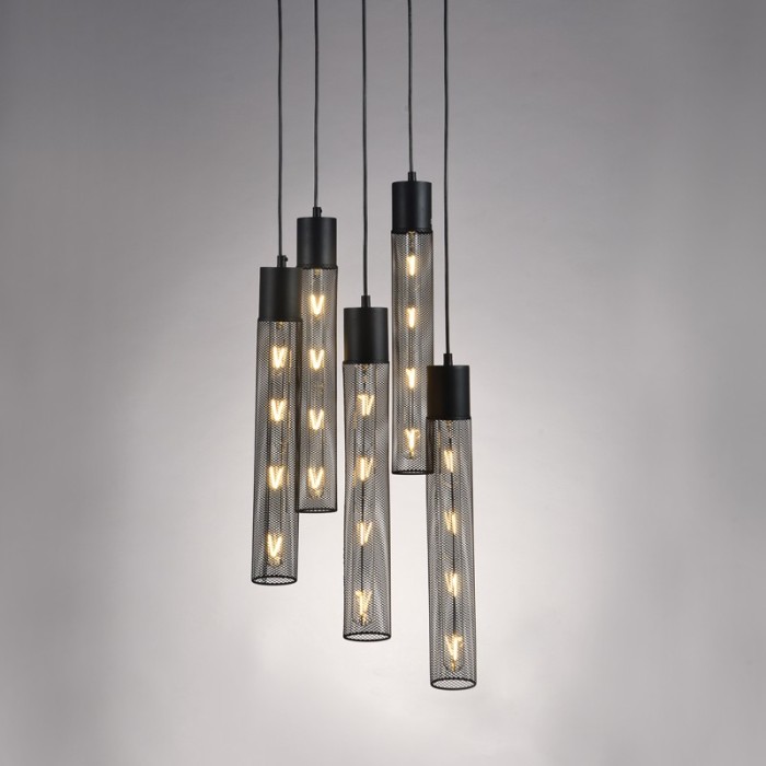 NETTO ΦΩΤΙΣΤΙΚΟ ΚΡΕΜΑΣΤΟ ΑmmΩΔΕΣ ΜΑΥΡΟ ΜΕΤΑΛΛΙΚΟ ΣΥΜΒΑΤΙΚΟ 5ΧΕ27 IP20 Φ350Χ1200mm