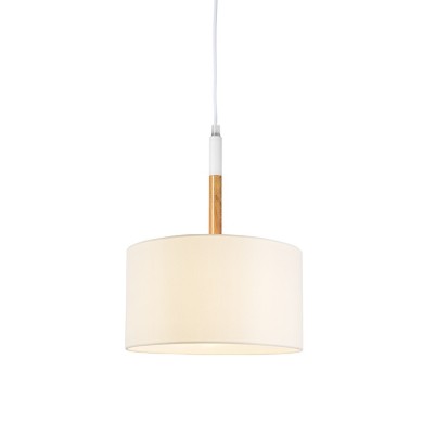 NETTO PENDANT 1ΧΕ27 METAL WHITE/ ABAZOUR+WOOD COLOR Φ25ΧΗ120CM YASMINE