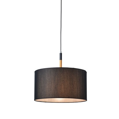 PENDANT 1ΧΕ27 METAL BLACK/ ABAZOUR+WOOD COLORΦ40ΧΗ120CM YASMINE
