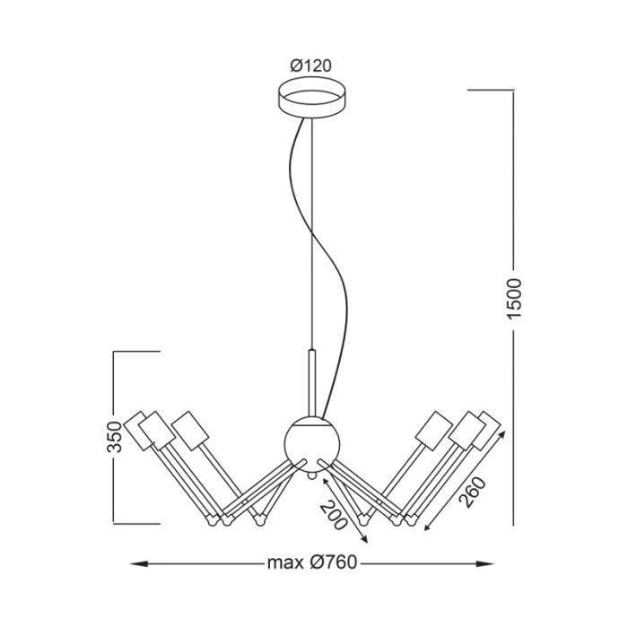 NETTO ΦΩΤΙΣΤΙΚΟ ΚΡΕΜΑΣΤΟ ΜΑΥΡΟ ΜΑΤ ΜΕΤΑΛΛΙΚΟ ΣΥΜΒΑΤΙΚΟ 1ΧΕ27 IP20 Φ760Χ1500mm