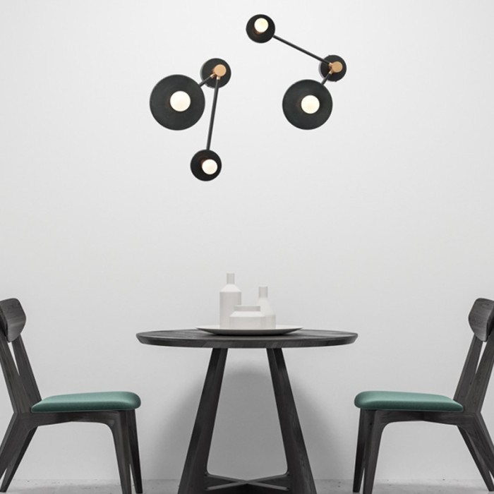 WALL MOUNTED LUMINAIRE 2XE27 BLACK MARBLE 18Χ74X23CM CLOCK