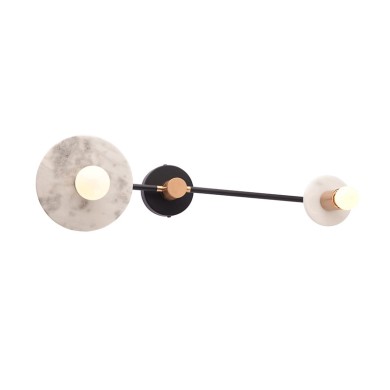 WALL MOUNTED LUMINAIRE 2XE27 WHITE MARBLE 18Χ74X23CM CLOCK