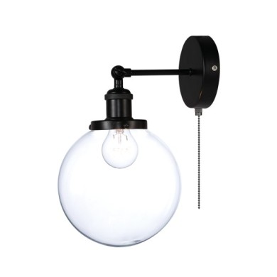 NETTO WALL L/F 1ΧΕ27 BLACK ΜΕΤΑL+GLASS Φ20ΧΗ38CM TARO