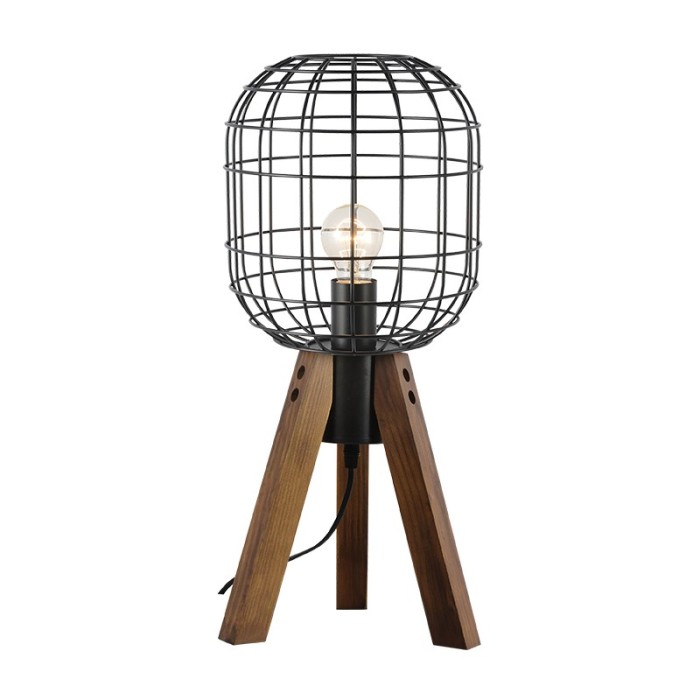 NETTO TABLE L/F 1ΧΕ27 METAL BLACK+WOOD Φ25ΧΗ51,5CM PROMETHEUS