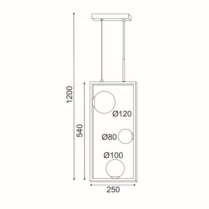 NETTO ΦΩΤΙΣΤΙΚΟ ΚΡΕΜΑΣΤΟ ΜΑΥΡΟ ΜΕΤΑΛΛΙΚΟ ΣΥΜΒΑΤΙΚΟ 3ΧG9 IP20 250Χ1200mm