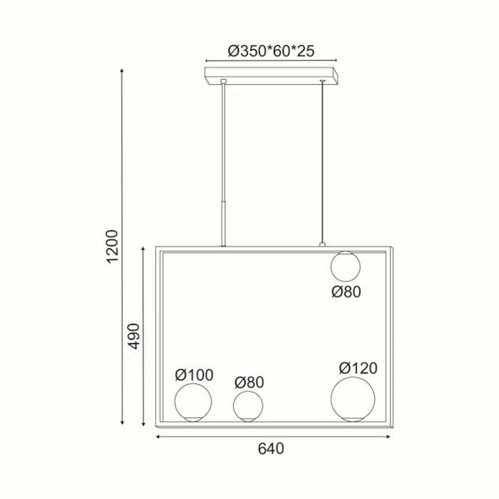 NETTO ΦΩΤΙΣΤΙΚΟ ΚΡΕΜΑΣΤΟ ΜΑΥΡΟ ΜΕΤΑΛΛΙΚΟ ΣΥΜΒΑΤΙΚΟ 4ΧG9 IP20 640Χ1200mm