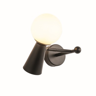 WALL L/F 1xG9+1xGU10 KIMOLOS BLACK METAL+ WHITE GLASS 22Χ20Χ17CM