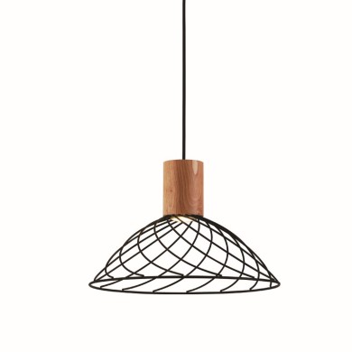 NETTO PENDANT L/F  1xGU10 TORNADE  METAL BLACK + WOOD Φ35Χ120CM