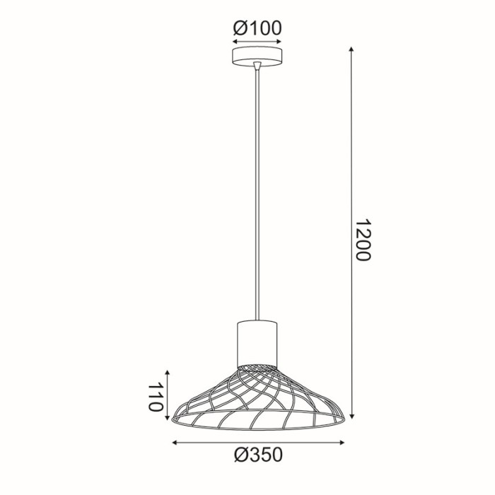 NETTO PENDANT L/F  1xGU10 TORNADE  METAL BLACK + WOOD Φ35Χ120CM