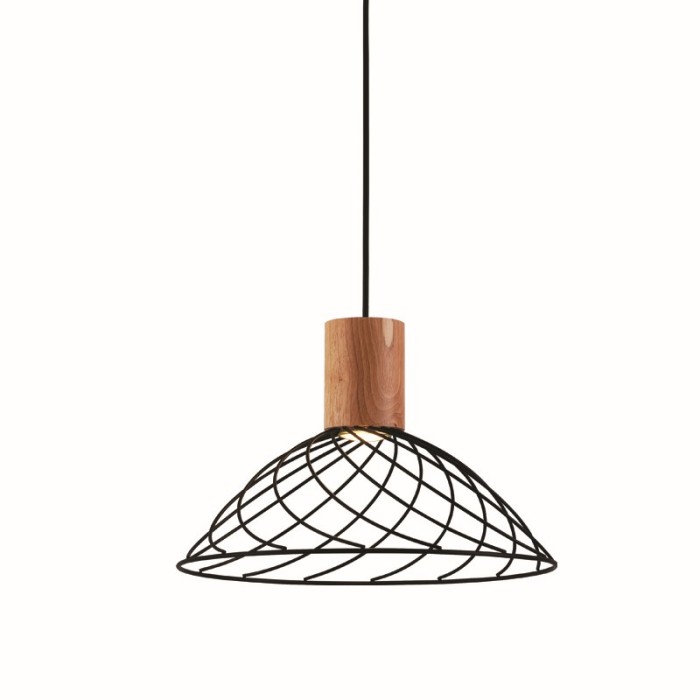 NETTO PENDANT L/F  1xGU10 TORNADE  METAL BLACK + WOOD Φ35Χ120CM
