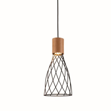 PENDANT L/F  1xGU10 TORNADE  METAL BLACK + WOOD Φ18Χ120CM