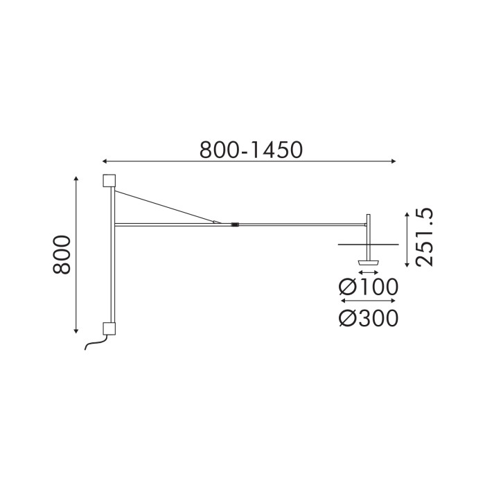 WALL LAMP SAND BLACK STEEL+ALUMINUM LED SMD 9W 3000K 310LM IP20 L800xW300x1450MM
