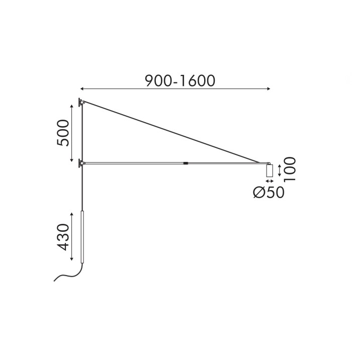 WALL LAMP SAND BLACK STEEL+ALUMINUM LED SMD 6W 3000K 430LM  IP20

