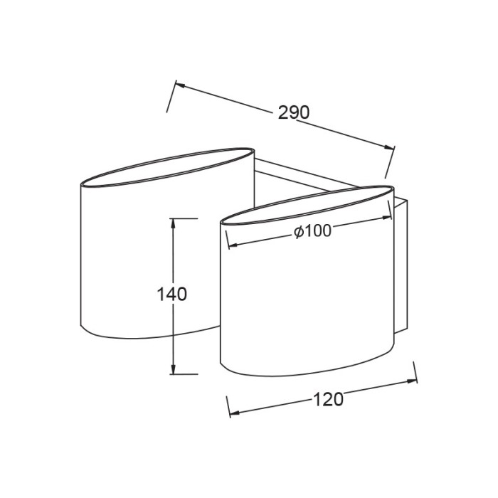 NETTO ΦΩΤΙΣΤΙΚΟ ΕΠΙΤΟΙΧΟ ΧΡΩΜΙΟ ΜΕΤΑΛΛΙΚΟ ΣΥΜΒΑΤΙΚΟ 2ΧGU9 IP20 290Χ140mm