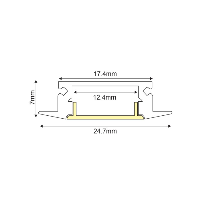 MINI RECESSED ALUMINUM PROFILE WHITE WITH OPAL COVER 2m/pc
