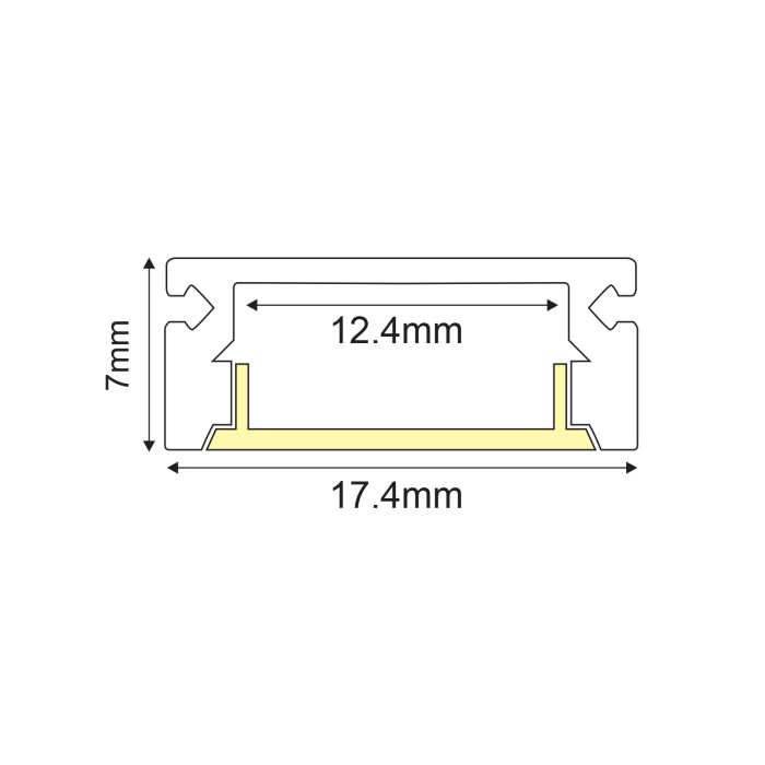 MINI ALUMINIUM PROFILE  BLACK CEILING/WALL  WITH OPAL DIFFUSER 2m/pc

