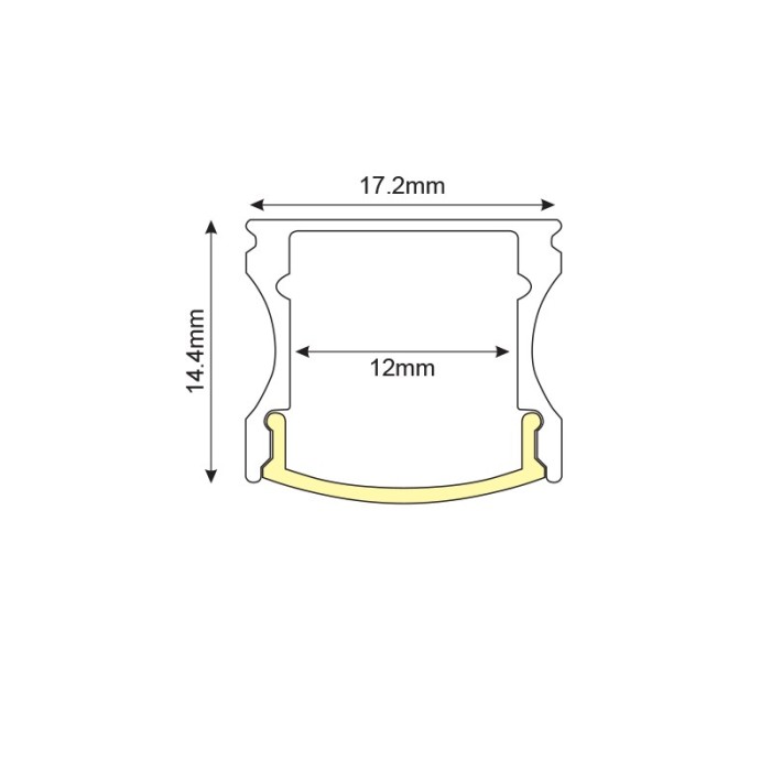 SCAR ALUMINUM PROFILE P113 WITH OPAL PC DIFFUSER 2m/pc
