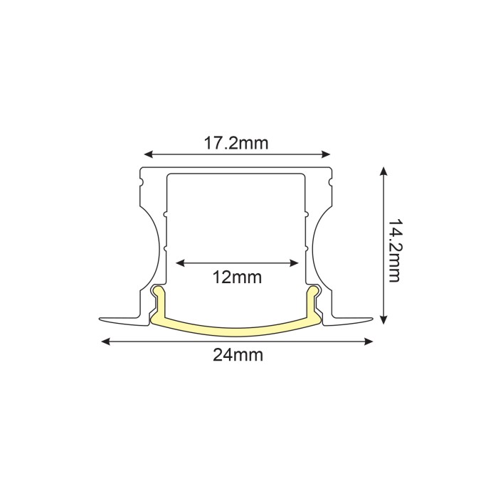 HAZEL ALUMINUM PROFILE P115U WHITE WITH OPAL PC DIFFUSER 2m/pc
