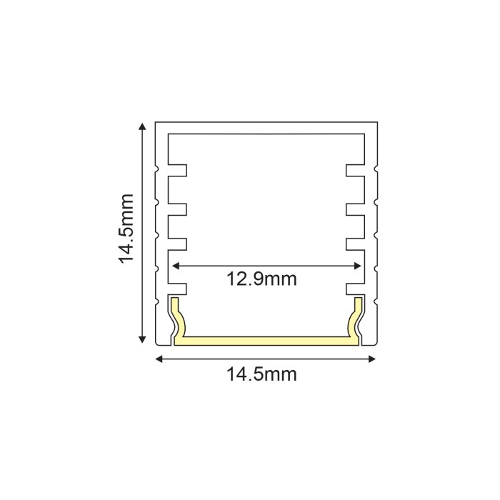 DEP ALUMINIUM PROFILE CEILING / WALL  WITH OPAL DIFFUSER 2m/pc