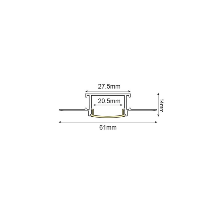 LOND ALUMINUM PROFILE P125 WITH OPAL PC DIFFUSER 2m/pc