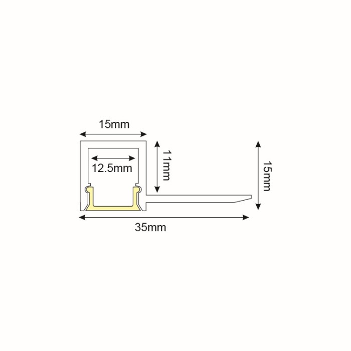LING ONE SIDE TRIMLESS ALUMINUM PROFILE WITH OPAL PC DIFFUSER 2m/pc