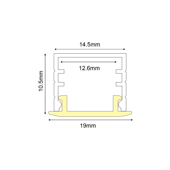 MINA SEMI TRIMLESS ALUMINUM PROFILE WITH OPAL PC DIFFUSER 2m/pc