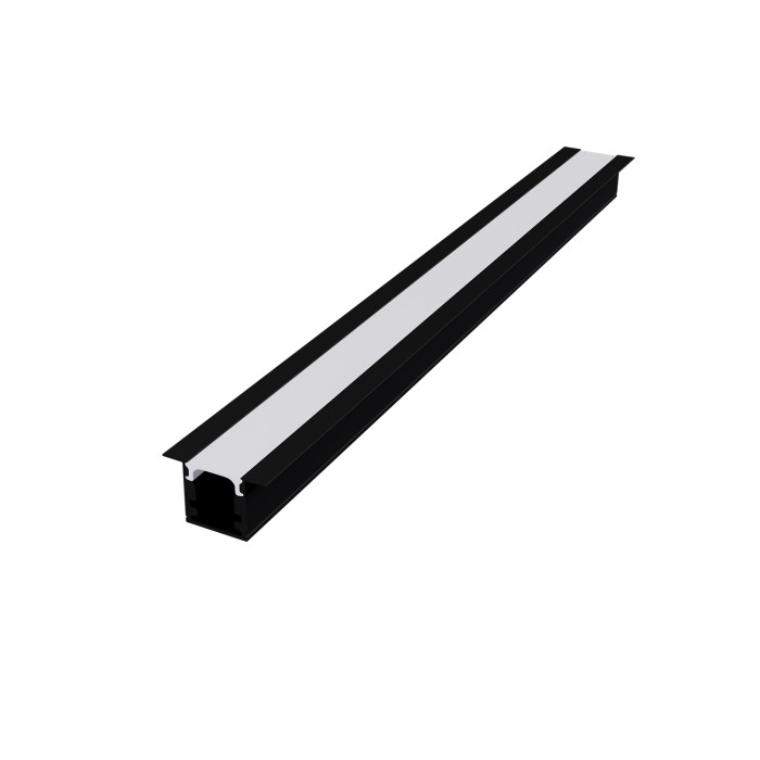 LESTE RECESSED ALUMINUM PROFILE P160U BLACK WITH OPAL PC DIFFUSER 2m/pc
