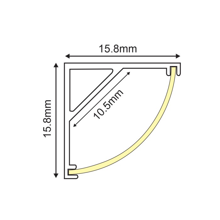 CORN ALUMINIUM PROFILE CEILING/WALL BLACK WITH OPAL DIFFUSER  2m/pc
