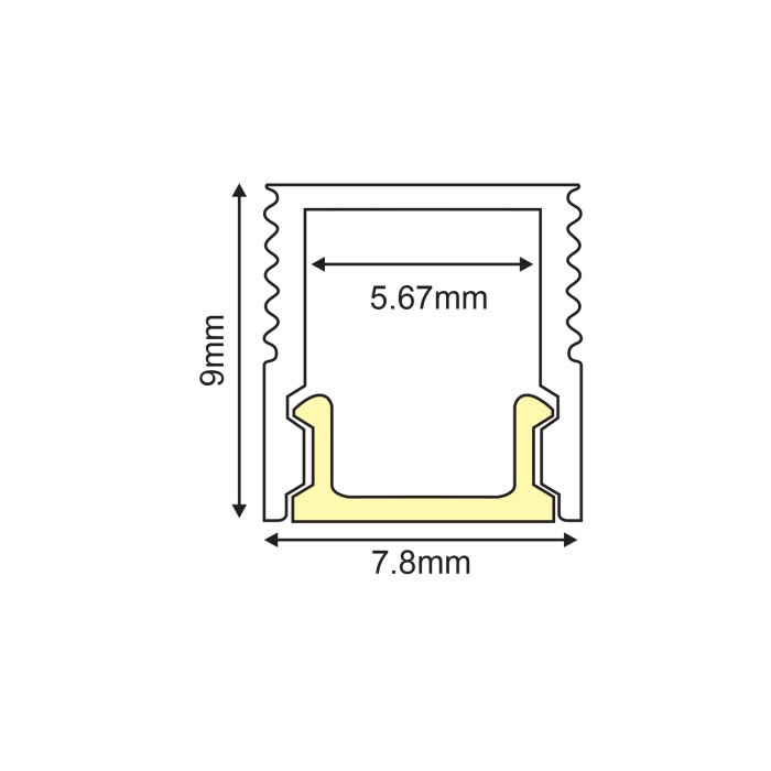 REGO ALUMINUM PROFILE P178 BLACK WITH OPAL PC DIFFUSER 2m/pc
