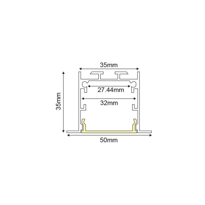 VYLO ALUMINUM PROFILE WITH OPAL PC DIFFUSER 3m/pc