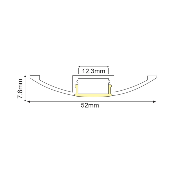 2WING ALUMINUM PROFILE WITH OPAL PC DIFFUSER 2m/pc