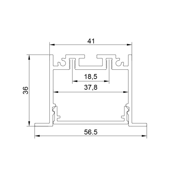 AISH BLACK ALUMINUM RECESSED PROFILE 2.5m/pc WITHOUT COVER