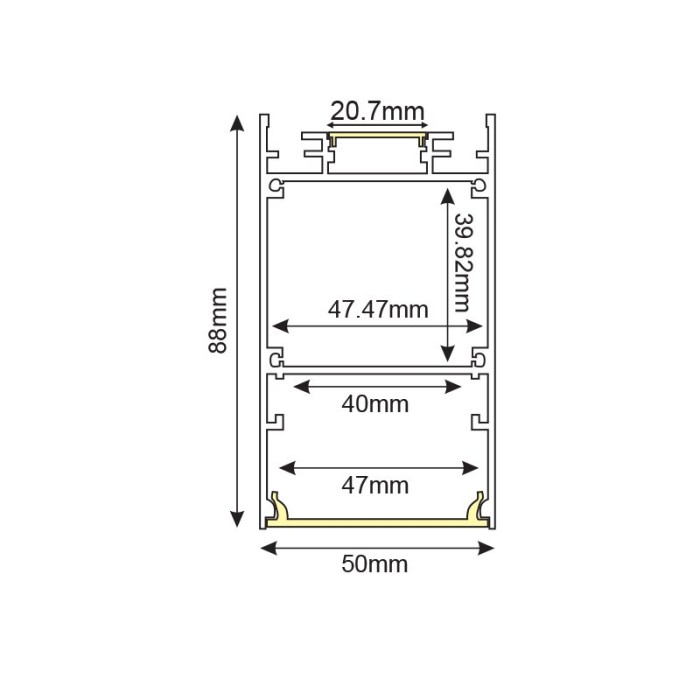 SIEN ΠΡΟΦΙΛ ΑΛΟΥΜΙΝΙΟΥ P288U ME ΟΠΑΛ PC ΚΑΛΥΜΜΑ 2m/pc