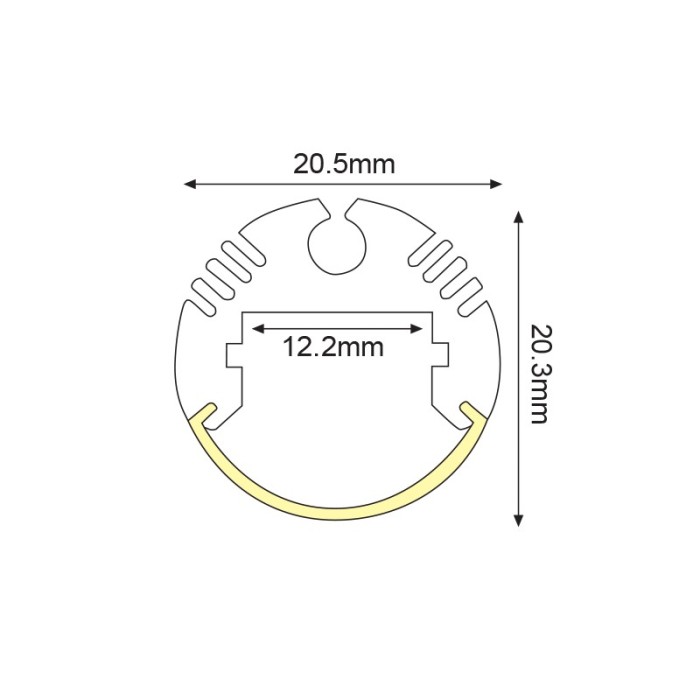 CIRC ALUMINUM PROFILE P8N WITH OPAL DIFFUSER 2m/pc
