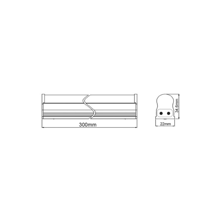 LED T5 LIGHT ON-OFF 5W 300mm 6000K 460LM 230V AC180° Ra80