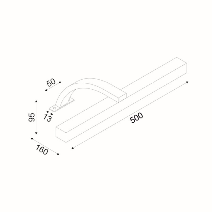 GALLERY LIGHTING LED 8W 3000K 520LM VIDE CHROME METALLIC IP44 50X16X9,5CM