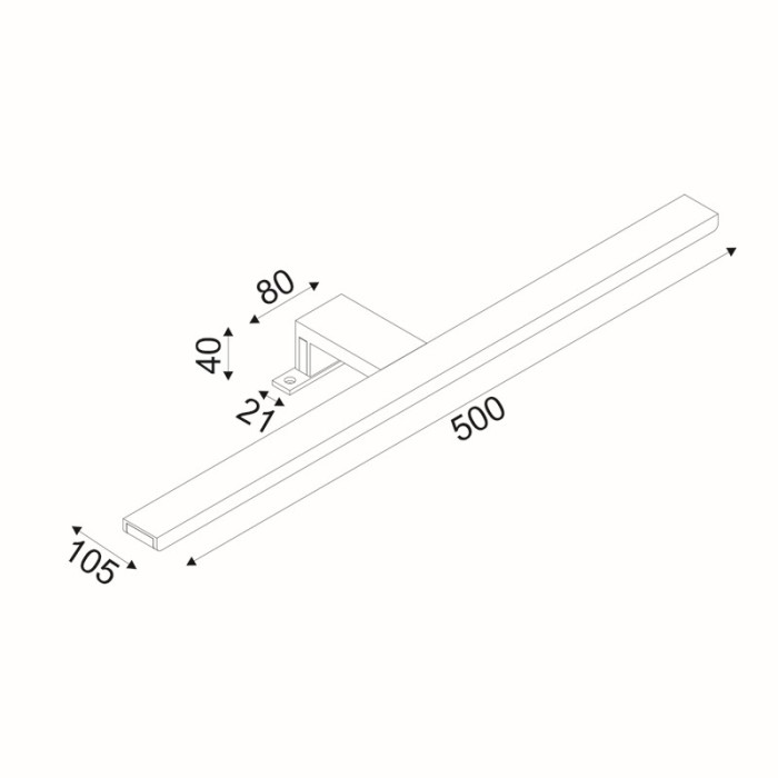 GALLERY LIGHTING LED 8W 3000K 520LM VOIR CHROME METALLIC IP44 50X4X10,5CM