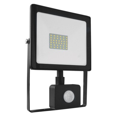P/O BLACK SENSOR LED SMD FLOOD LUMINAIRE IP66 30W 6000K 2650Lm 230V RA80