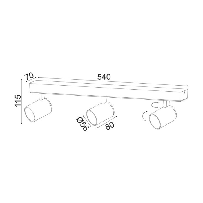NETTO ΦΩΤΙΣΤΙΚΟ ΟΡΟΦΗΣ ΑmmΩΔΕΣ ΛΕΥΚΟ ΑΛΟΥΜΙΝΙΟ ΣΥΜΒΑΤΙΚΟ 3ΧGU10 IP20 540Χ115mm