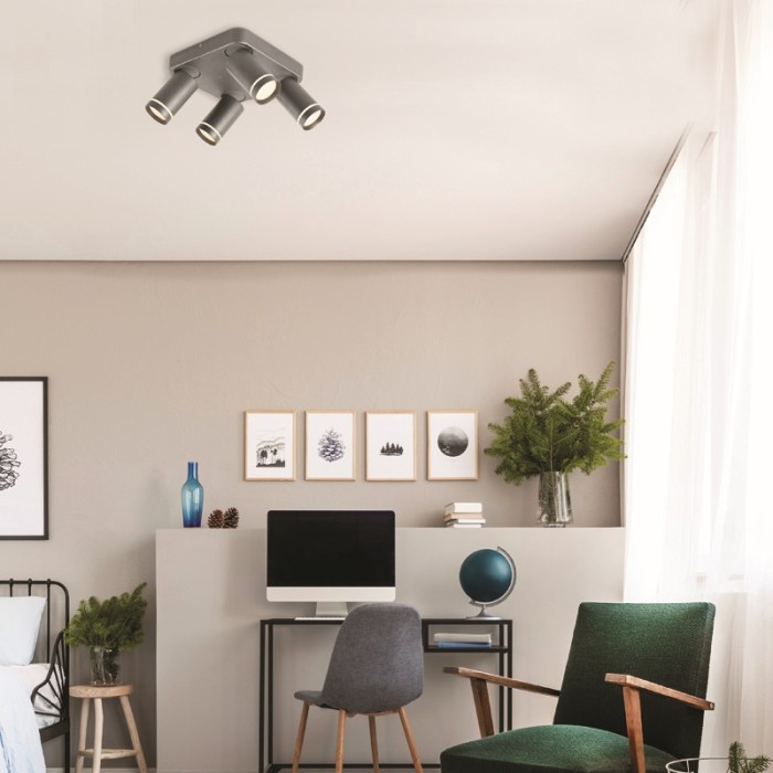 NETTO ΦΩΤΙΣΤΙΚΟ ΟΡΟΦΗΣ ΑmmΩΔΕΣ ΓΚΡΙ ΑΛΟΥΜΙΝΙΟ ΣΥΜΒΑΤΙΚΟ 4ΧGU10 IP20 210Χ135mm