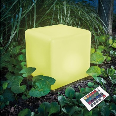 SOLAR/RECHARGEABLE RGBW LED CUBE SEAT 40*40*40cm IP54 LiFePO4 2000mAh