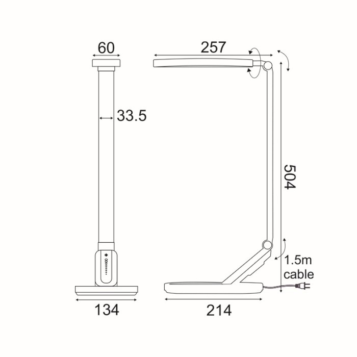 ΕΠΙΤΡΑΠΕΖΙΟ Φ/Σ LED 10W 800LM FRITZ ΜΑΥΡΟ CCT+DIMMABLE+TOUCH SWITCH+USB CHARGER