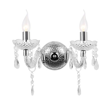 NETTO WALL MOUNTED 2XE14 ACRYLIC TRANSPARENT + CHROME METAL 32X25CM PEGASUS