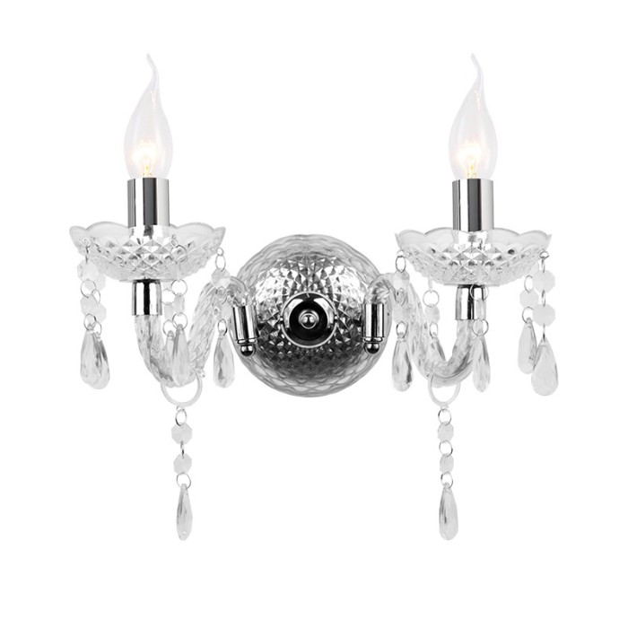 NETTO WALL MOUNTED 2XE14 ACRYLIC TRANSPARENT + CHROME METAL 32X25CM PEGASUS