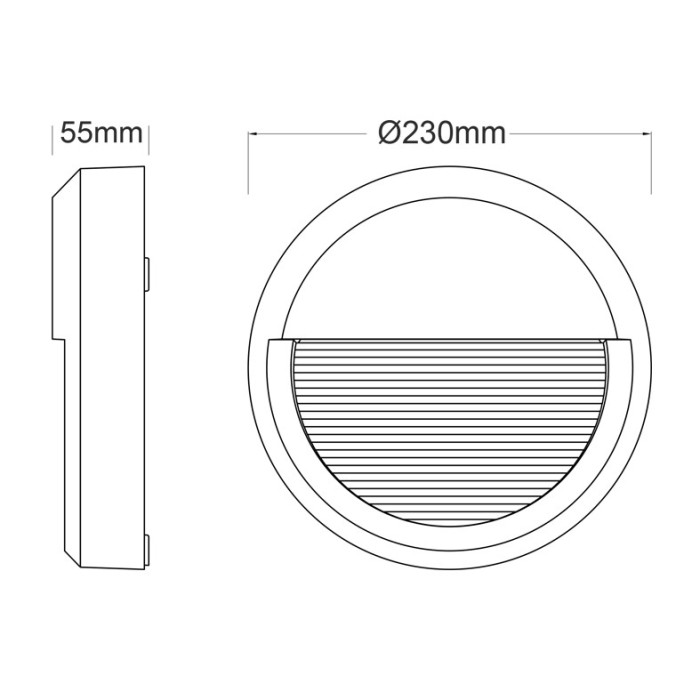 NETTO ΑΠΛΙΚΑ ΓΚΡΙ ΕΠΙΤΟΙΧΗ  PC 230V IP65 8W 3.000K 430LM