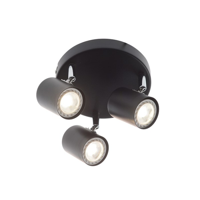 SPOTLIGHT III ROSET BLACK MATT 3ΧGU10 ORFEAS
