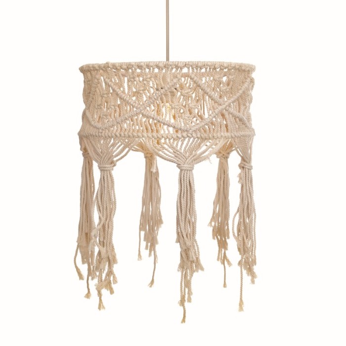 NETTO PENDANT LIGHTING 1ΧΕ27 THASSOS ECRU MACRAME WOOL D40XH165CM