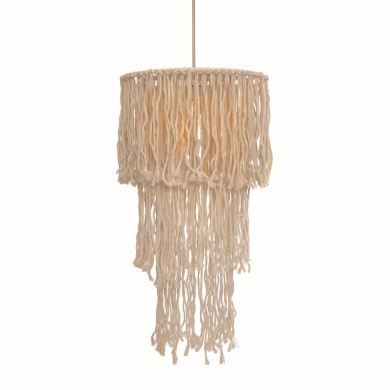 NETTO PENDANT LIGHTING 1ΧΕ27 THASSOS ECRU MACRAME WOOL D40XH180CM