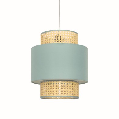 PENDANT LIGHTING 1ΧΕ27 NISYROS ΒΕΡΑΜΑΝ FABRIC+MATTING RATTAN D30XH150CM